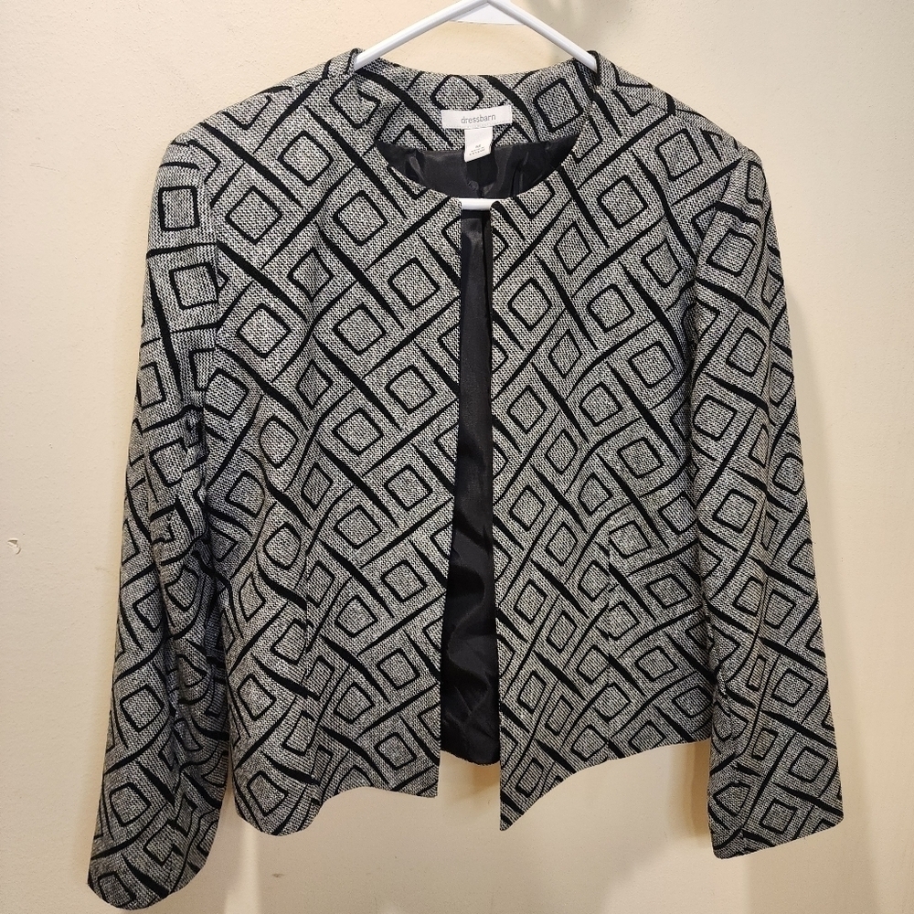 Dressbarn Black and Silver Glitter Open front Formal jackets size M